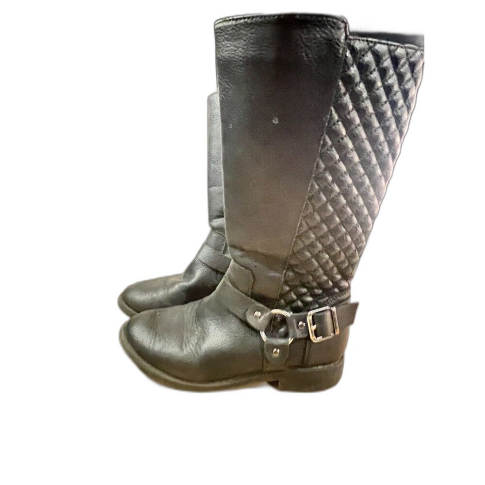 Wonder Nation- Girl’s- Zip Up Boots (Size 2) Black/ Silver Buckle Studs - Picture 2 of 10